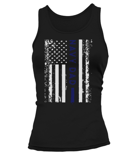 Military United States Proud Navy Dad Flag T-shirts Tank top Woman