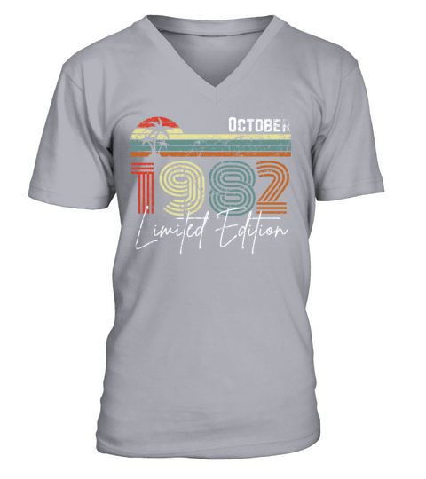 40 Years October 1982 Vintage Limited Edition V-Neck T-shirt