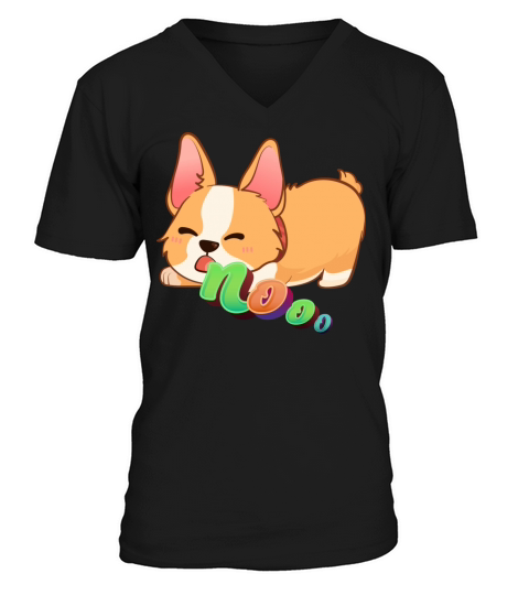 Angry Corgi Dog Shouting Nooo V-Neck T-shirt