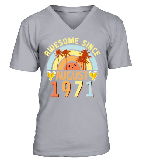 August 1971 Vintage V-Neck T-shirt