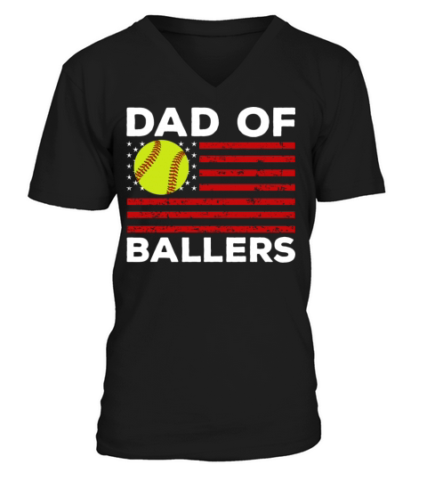 Dad of Ballers Football Lovers Retro Vintage V-Neck T-shirt