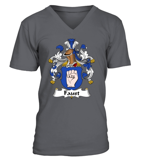 Faust Family Crest German Family Crests V-Neck T-shirt