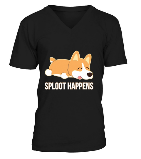 Funny Corgi Sploot Happens Gift T-Shirt Lovers V-Neck T-shirt