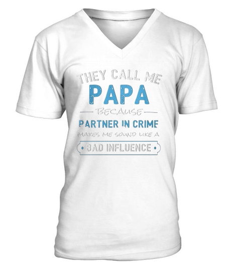 Funny Grandpa Gifts Shirts, Papa Partner In Crime Shirt V-Neck T-shirt