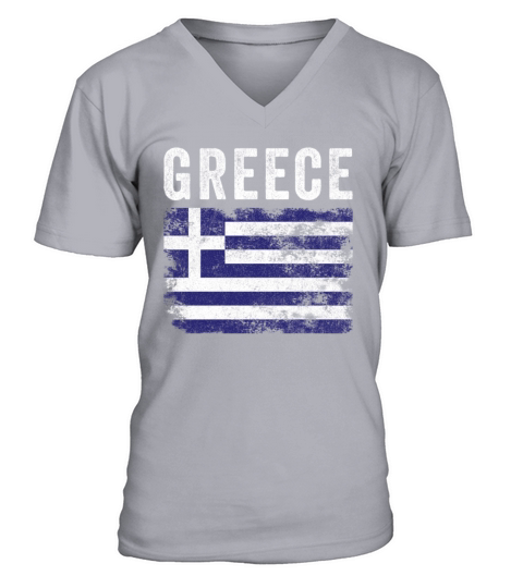 Greece Flag Distressed - Greek Flag V-Neck T-shirt