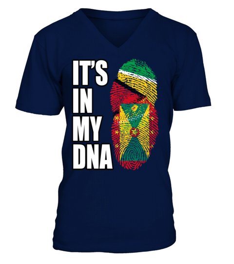 Guyanese And Grenadian Mix Heritage DNA Flag V-Neck T-shirt