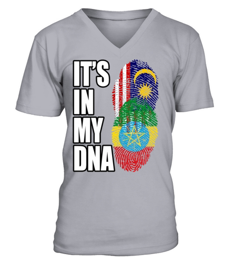 Malaysian And Ethiopian Mix Heritage DNA Flag V-Neck T-shirt