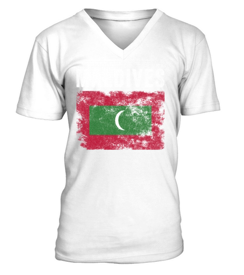 Maldives Flag Distressed Maldivian Flag V-Neck T-shirt