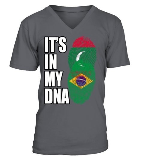 Maldivian And Brazilian Mix Heritage DNA Flag V-Neck T-shirt