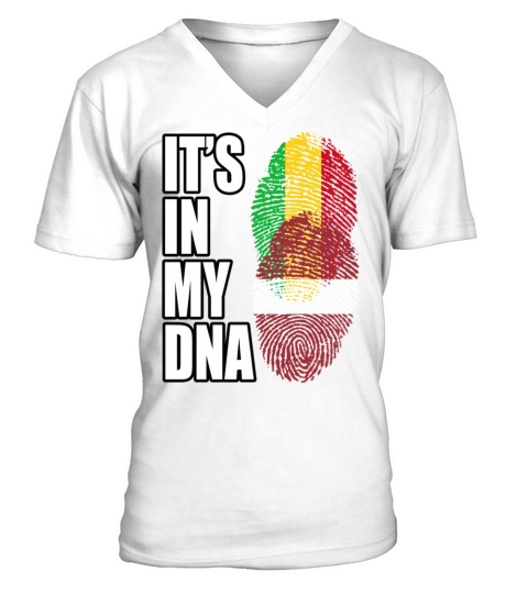 Malian And Latvian Mix Heritage DNA Flag V-Neck T-shirt