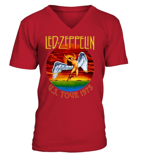 New Fashoin Womens Mens Led Zeppelin US TOUR 1975 Vintage Funny 3D Print Casual V-Neck T-shirt