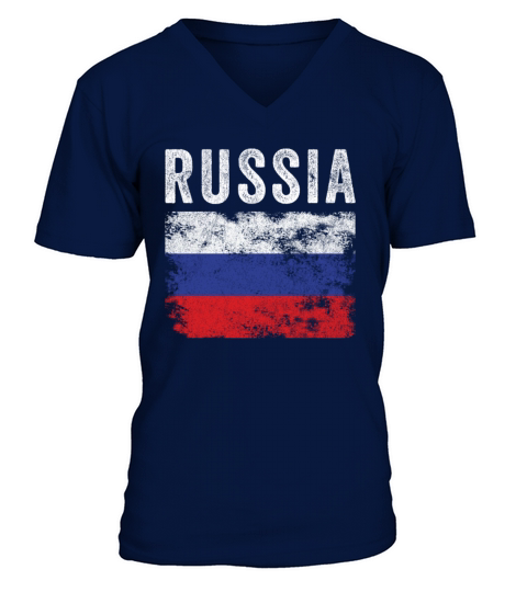Russia Flag Distressed - Russian Flag V-Neck T-shirt