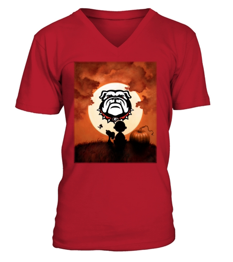 Snoopy Sunset Bulldogs fans V-Neck T-shirt