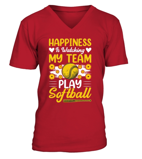 Softball Coach - Happiness Is Watching My Team V-Neck T-shirt