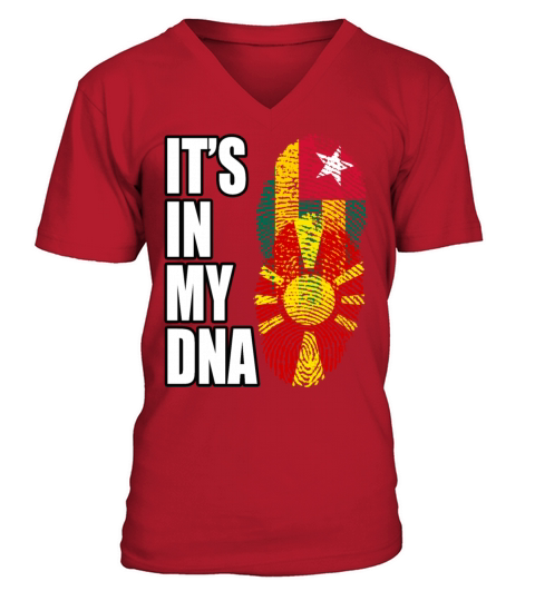 Togolese And Macedonian Mix Heritage DNA Flag V-Neck T-shirt