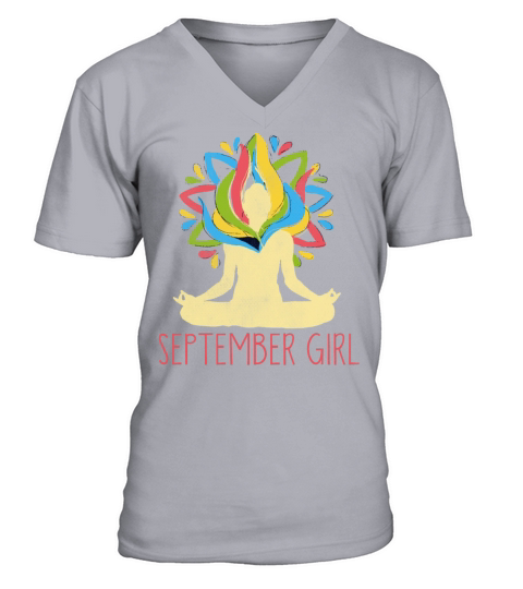 Yoga Mandala Meditation Birth Born Month September V-Neck T-shirt