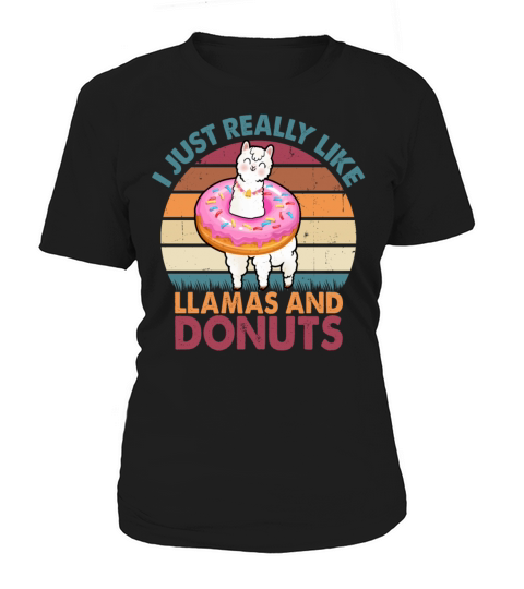 Retro Vintage I Just Really Like Llamas and Donuts Women's T-Shirt