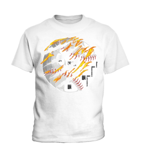 Baseball Fan Fire Vintage Kids T-Shirt