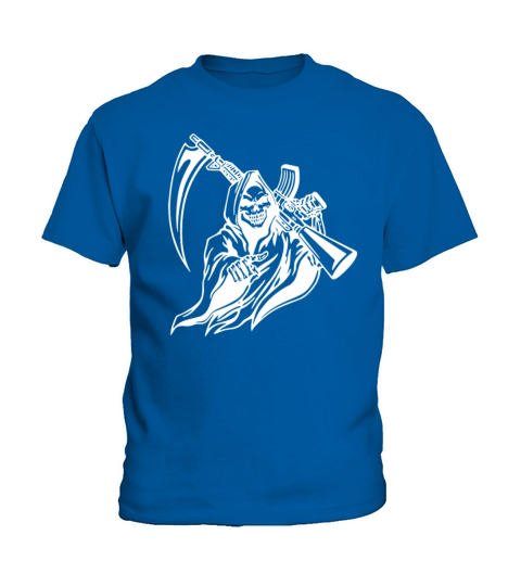 Grim Reaper with Gun Sickle Funny Kids T-Shirt