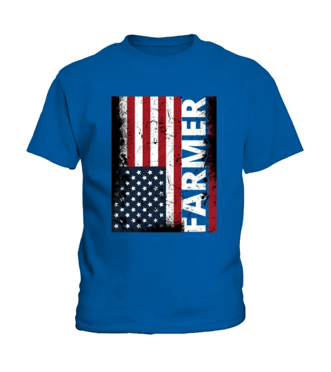 USA Flag Farmer American Farmers Vintage Patriotic Kids T-Shirt