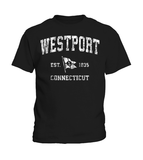 Westport Ct Vintage Nautical Boat Anchor Flag Spor Kids T-Shirt