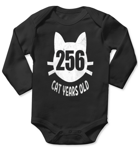 256 Cat Years Old T-Shirt Funny 60th Birthday Gag Gift Long Sleeve Baby One-Piece