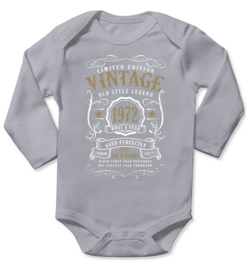 50th Birthday Old Style Legend Vintage 1972 Long Sleeve Baby One-Piece