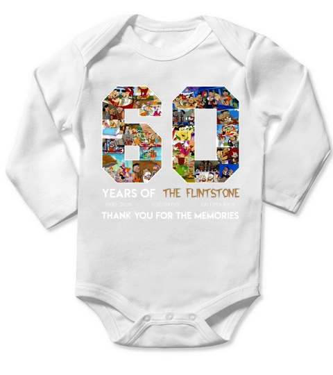 60 years of the Flintstone thank you for the memories Long Sleeve Baby One-Piece