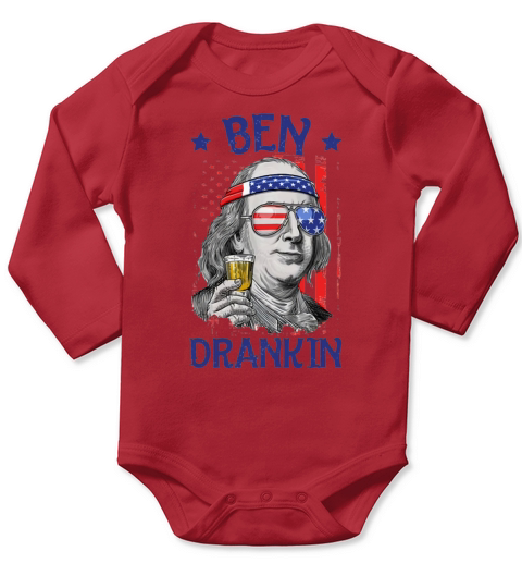 American Flag Beer Ben Drankin Shirt Long Sleeve Baby One-Piece
