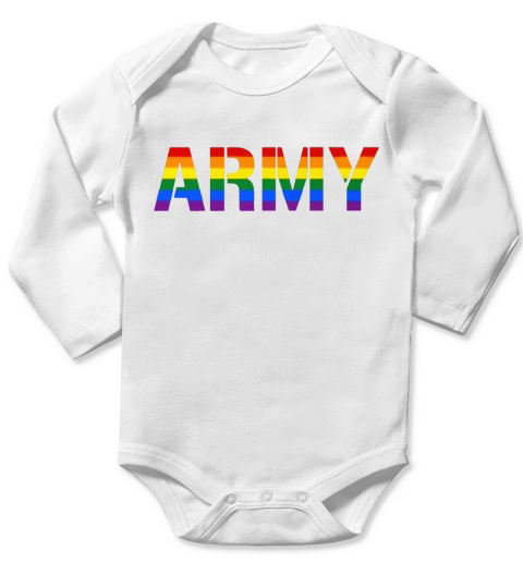 Army Rainbow LGBT Pride Military T Shirt Long Sleeve Baby One-Piece