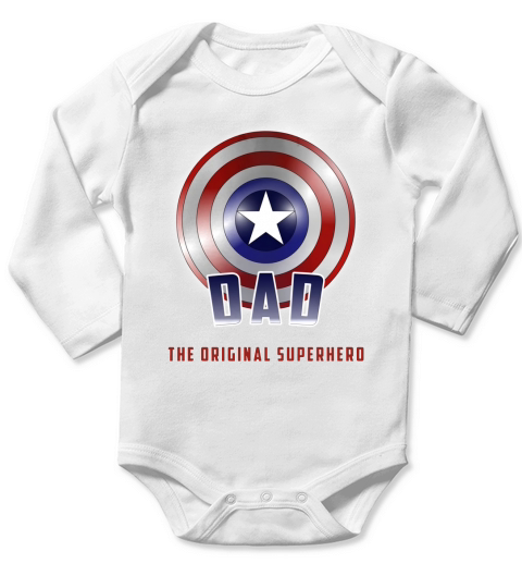 Dad - The ORIGINAL SuperHero Long Sleeve Baby One-Piece