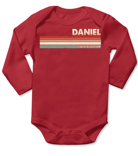 Daniel Funny Retro Vintage Name Surname 80s 90s Long Sleeve Baby One-Piece