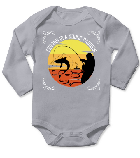 Fishing is a Noble Passion retro vintage Long Sleeve Baby One-Piece