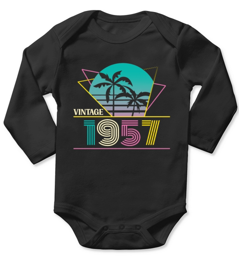 Funny Birthday Born in 1957 Limited Edition Long Sleeve Baby One-Piece