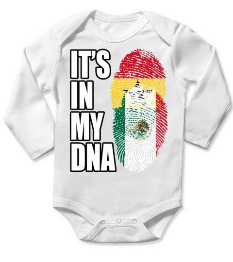 Ghanaian And Mexican Mix Heritage DNA Flag Long Sleeve Baby One-Piece