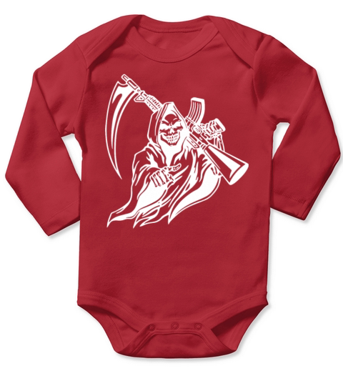 Grim Reaper with Gun Sickle Funny Long Sleeve Baby One-Piece
