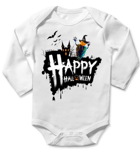 Happy Halloween pumpkin Long Sleeve Baby One-Piece