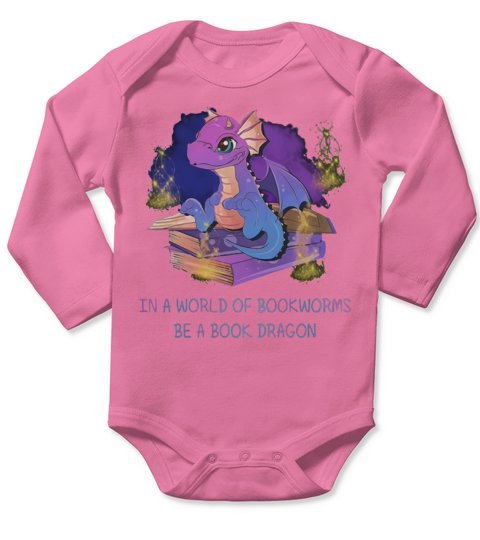 In a world of bookworms be a book dragon purple shirt Long Sleeve Baby One-Piece