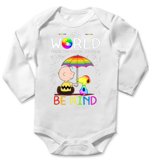 In A World Where You Can Be Anything Be Kind LGBT Pride Snoopy shirt Long Sleeve Baby One-Piece
