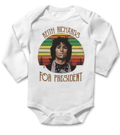 Keith Richards for President Long Sleeve Baby One-Piece