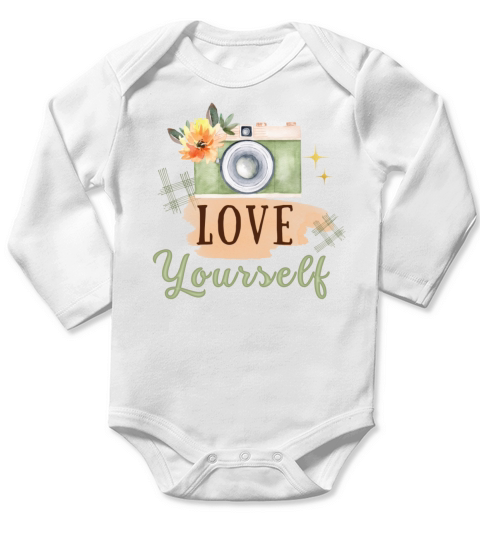 Love Yourself Motivational Quote Gift Long Sleeve Baby One-Piece