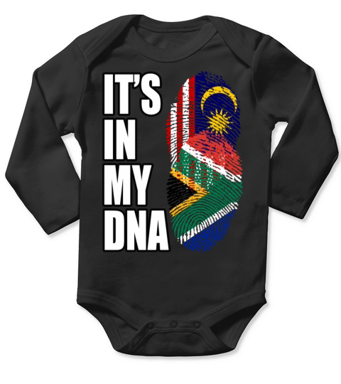 Malaysian And South African Mix Heritage DNA Flag Long Sleeve Baby One-Piece