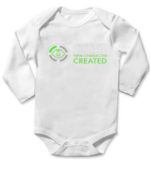 Mens 1st Fathers Day Gifts, Achievement Unlocked Fatherhood Shirt Long Sleeve Baby One-Piece