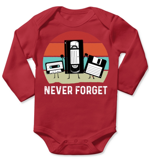Never Forget Vintage Cassette Tape Long Sleeve Baby One-Piece