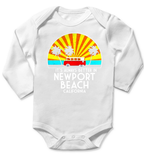 Newport Beach, California Souvenir T-Shirt - Newport Gift Long Sleeve Baby One-Piece