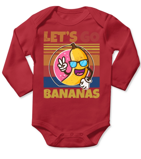 Retro Lets Bananas Funny Peace Banana Long Sleeve Baby One-Piece