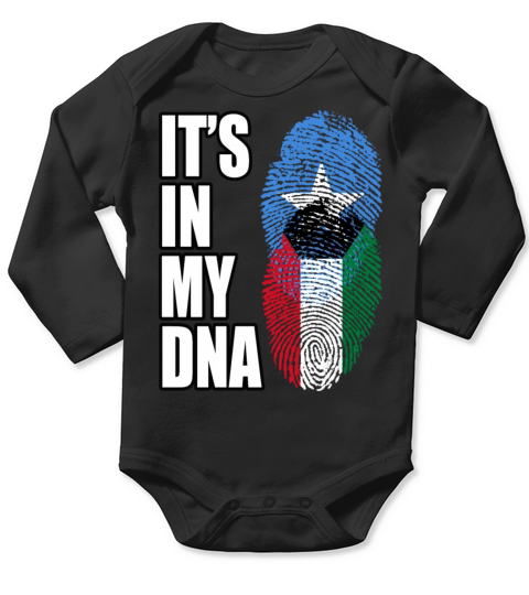 Somali And Kuwaiti Vintage Heritage DNA Flag Long Sleeve Baby One-Piece