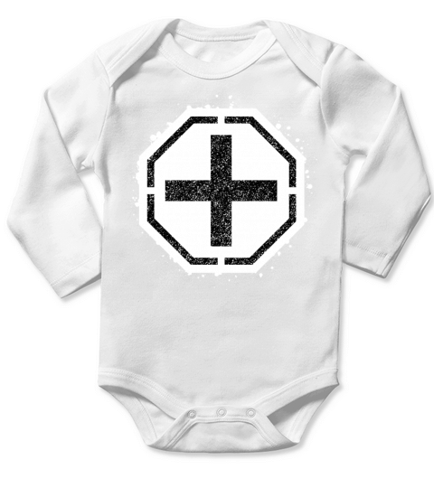 Sponge stencil Cross inside octagon Long Sleeve Baby One-Piece