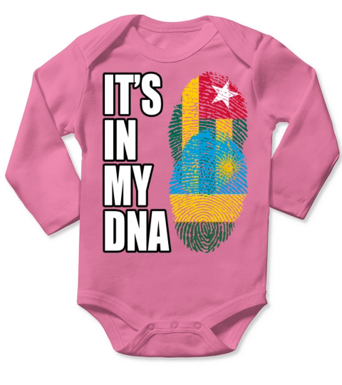 Togolese And Rwandan Mix Heritage DNA Flag Long Sleeve Baby One-Piece