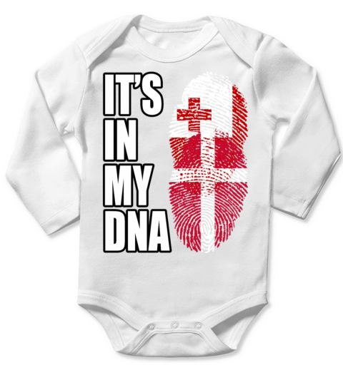 Tongan And Danish Mix Heritage DNA Flag Long Sleeve Baby One-Piece